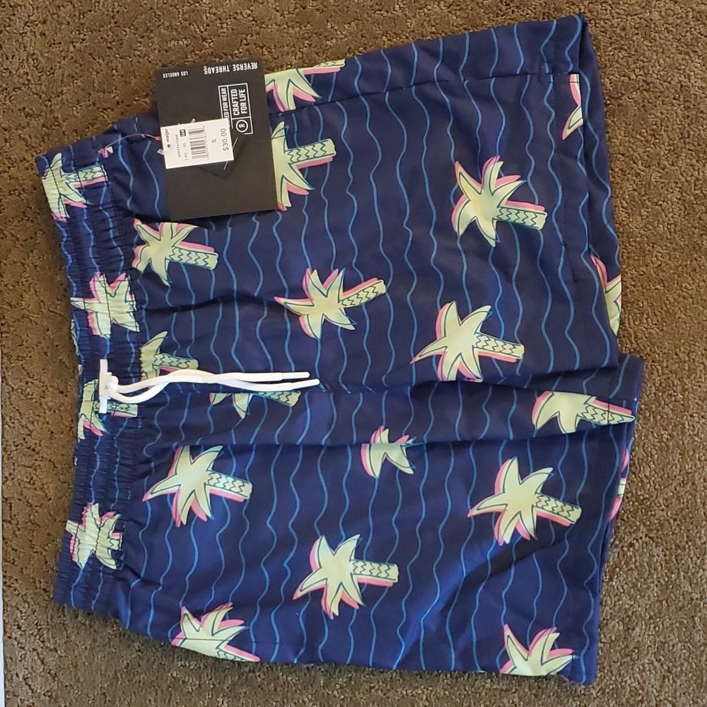 Mens Reverse Threads Banks Seaside Palms 🌴 Trees Swim Trunks Size Small NWT